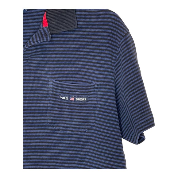 Ralph Lauren Polo Sport Shirt Short Sleeve Men Small Striped Blue Hi-Low Hem - Picture 4 of 8